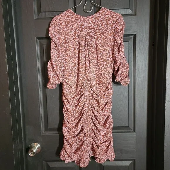 re:named 'Raven' Girly Romantic Ruched Mini Dress Ditsy Floral Cottagecore - Picture 15 of 16